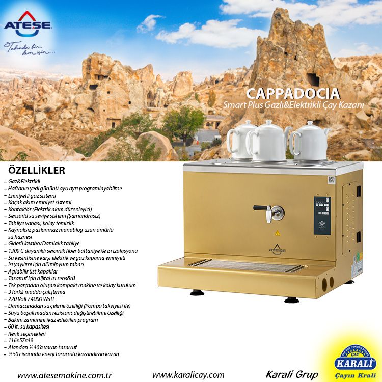 Cappadocia Smart Plus Gaz&Elektrikli Çay Makinesi