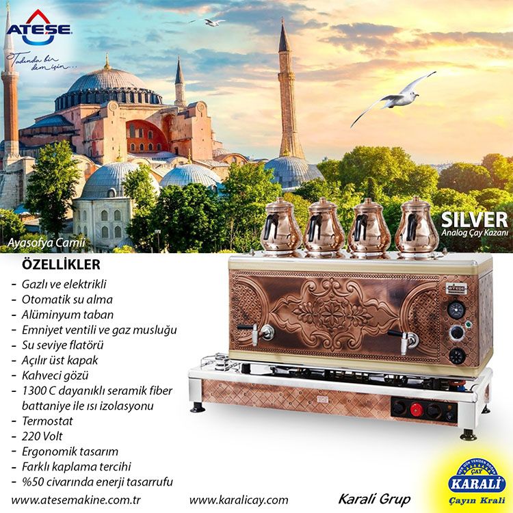 Silver Analog Gaz&Elektrikli Çay Makinesi
