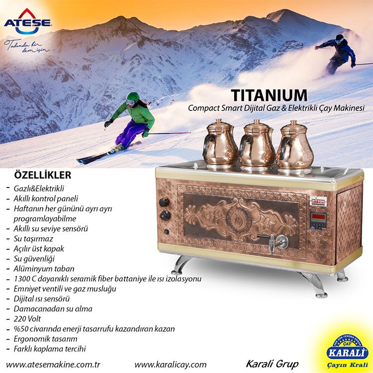 Titanium Compact Akıllı Dijital Gaz&Elektrikli Çay Makinesi