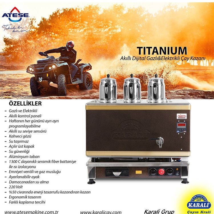 Titanium Akıllı Dijital Gaz&Elektrikli Çay Makinesi