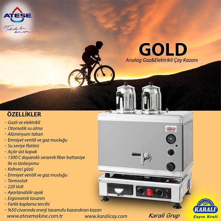Gold Analog Gaz&Elektrikli Çay Makinesi