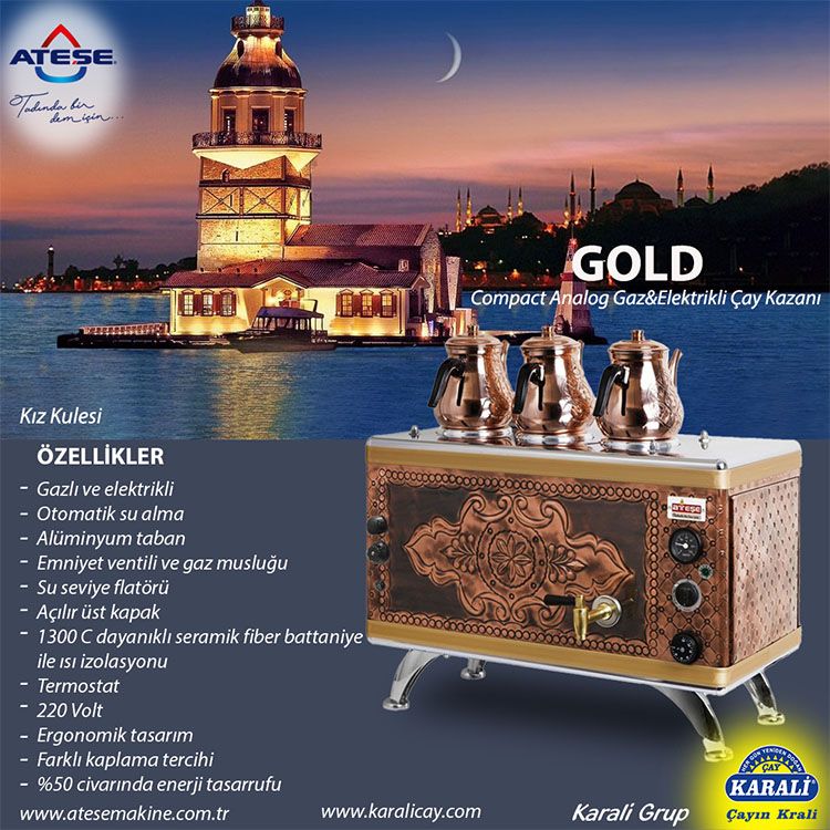 Gold Compact Analog Gaz&Elektrikli Çay Makinesi