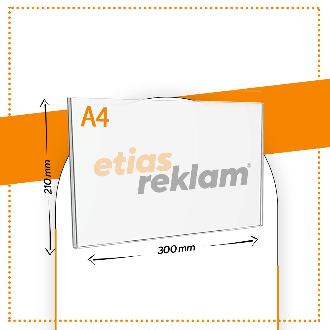 A4 U TİPİ YATAY 2.8 MM ŞEFFAF PLEKSİ FÖYLÜK