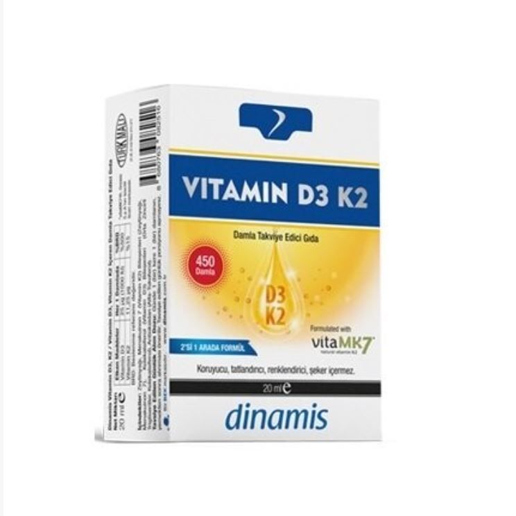 Dinamis Vitamin D3 K2 20ml. Damla Vitamin Takviyesi 8680763082516